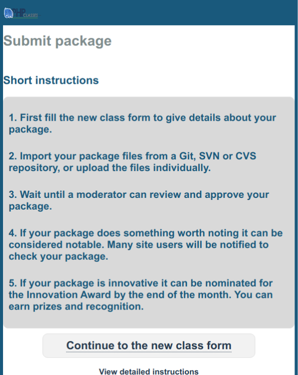 Package contribution instructions page